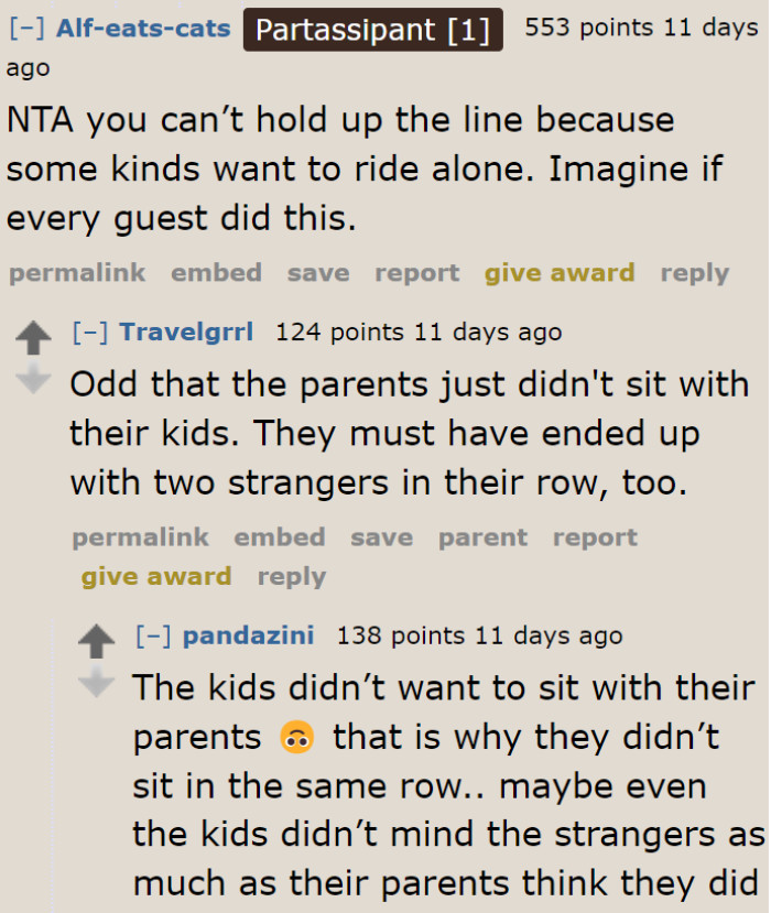 Maybe the little ones just didn't want to sit together with their parents.