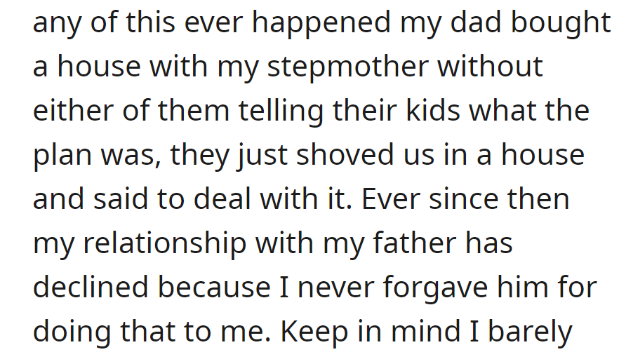 Dad's surprise housing move left her resentful. The relationship hasn't been the same since.