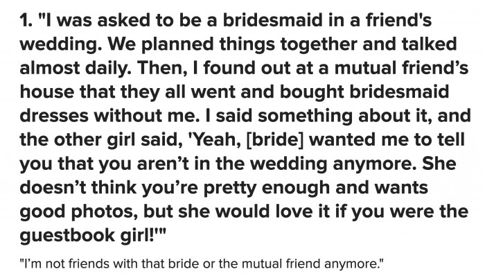 Who knew you had to meet beauty criteria to attend a wedding