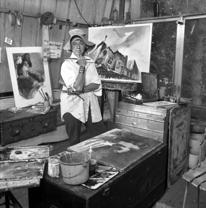 "Shirley Clement Posing In Her Studio Located At 3851 Redrock Lane In Sarasota, Florida, 1977"