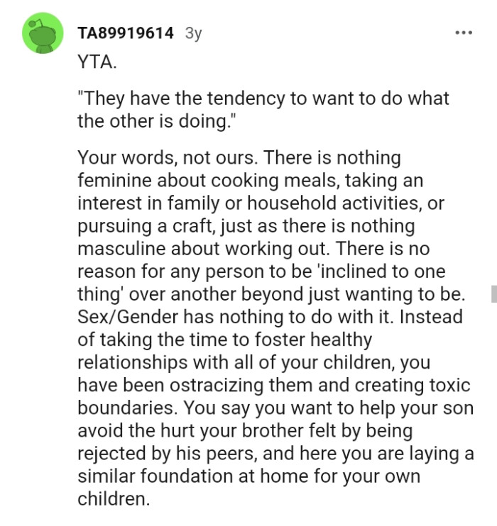 There is nothing feminine about cooking foods