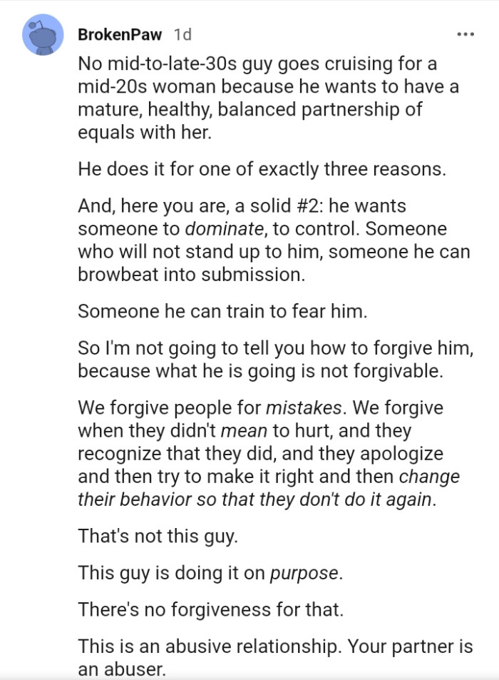 This Redditor lists three reasons why the OP's bf behaves like that