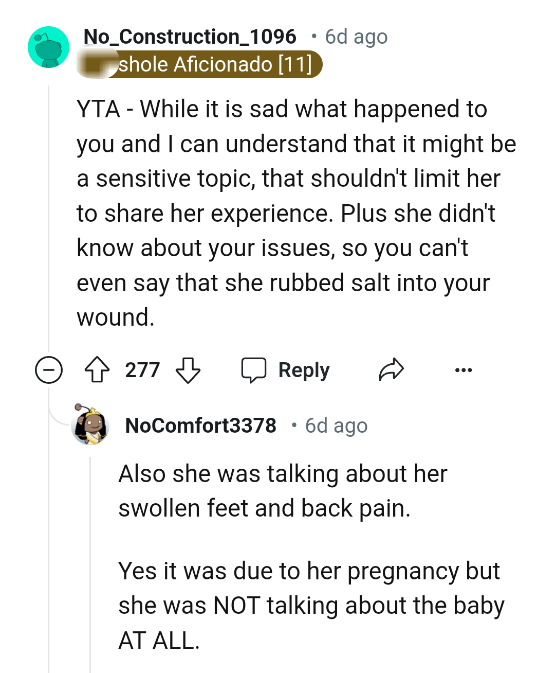 She didn't know about OP's issues