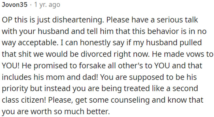 OP needs to talk to her husband about his unacceptable behavior