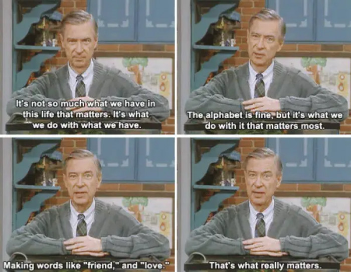 Mister Rogers was never in the military. He began working for a TV station in 1953 and started Mister Rogers' Neighborhood in the 60s.