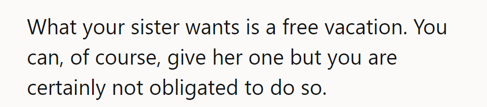 Her treat, not her obligation.