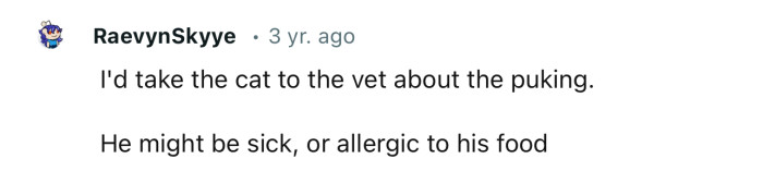 The puking is definitely not a good sign