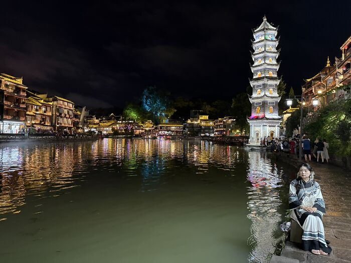 "Fenghuang Ancient Town By Night"