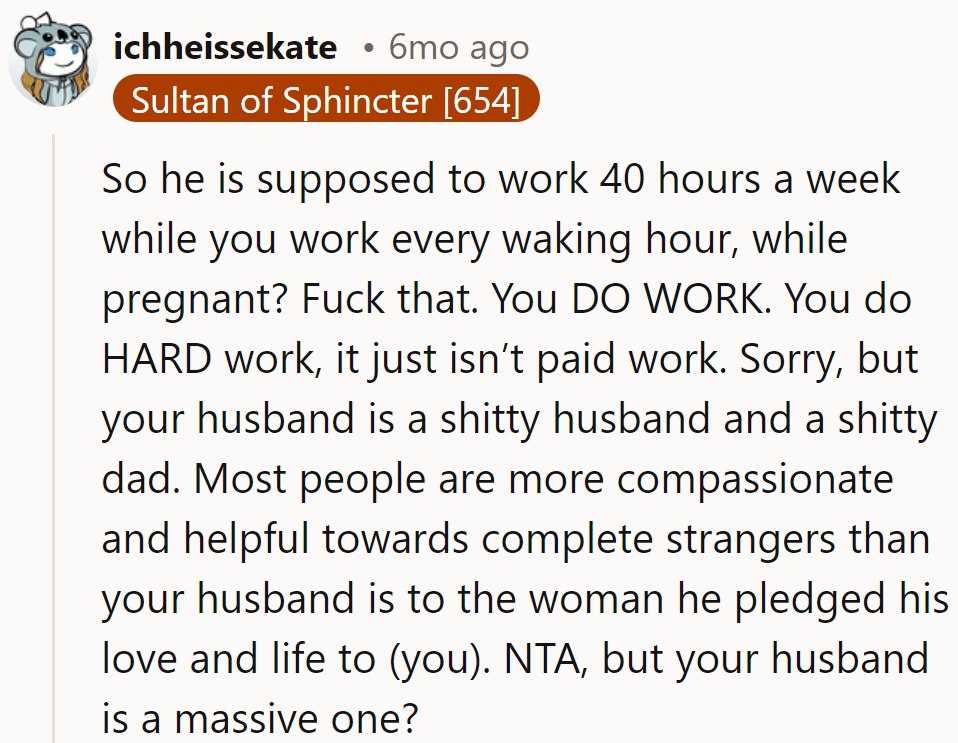 Looks like he's clocking out on compassion and clocking in on cluelessness. Time for an empathy upgrade, hubby!