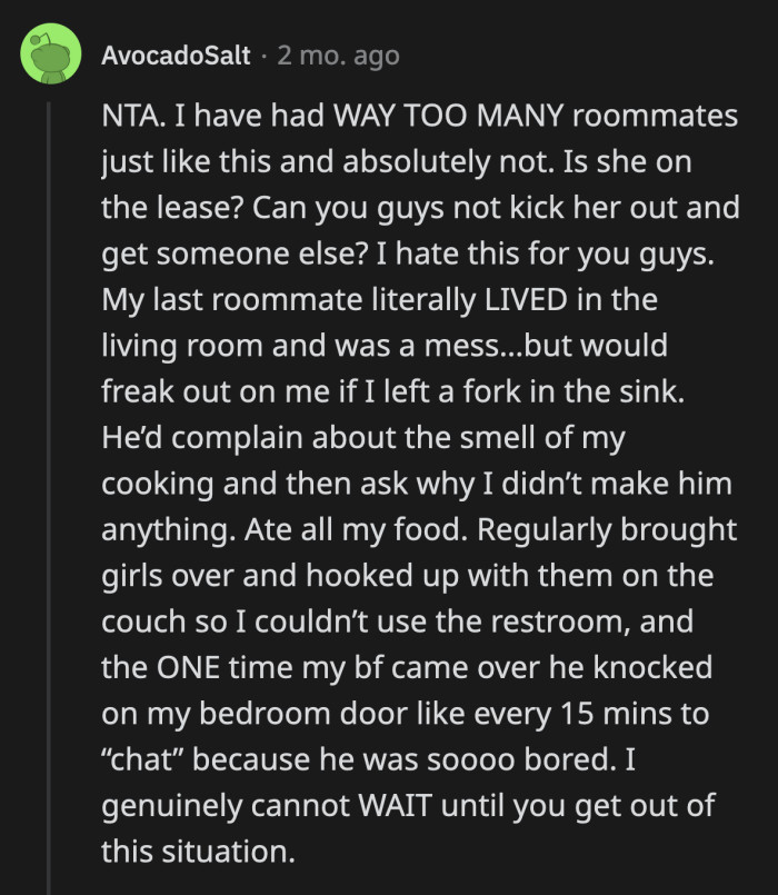 OP must be counting down the days until they can move out of the devil's lair