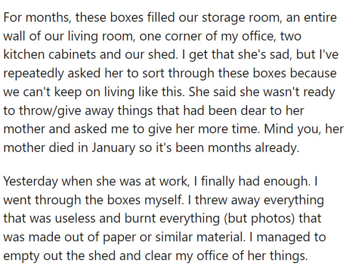 Months passed, and their living situation started becoming unmanageable.