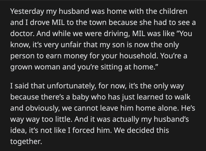 That didn't deter MIL. She now offered her babysitting skills.