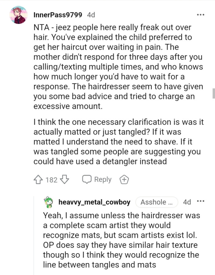 The mother didn't respond for three days after all