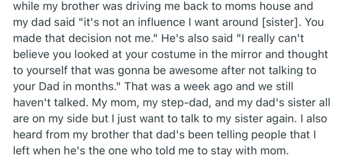 According to OP’s dad, he doesn’t want them to have any influence on their younger sister