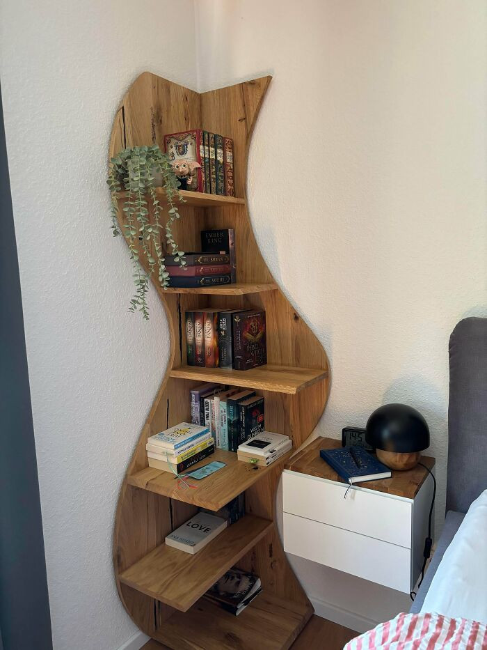 "Elliptic Oak Corner Shelf"