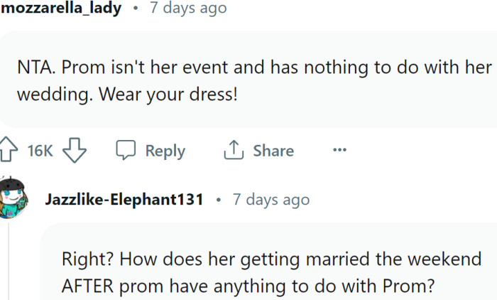 What does the wedding have anything to do with the prom?