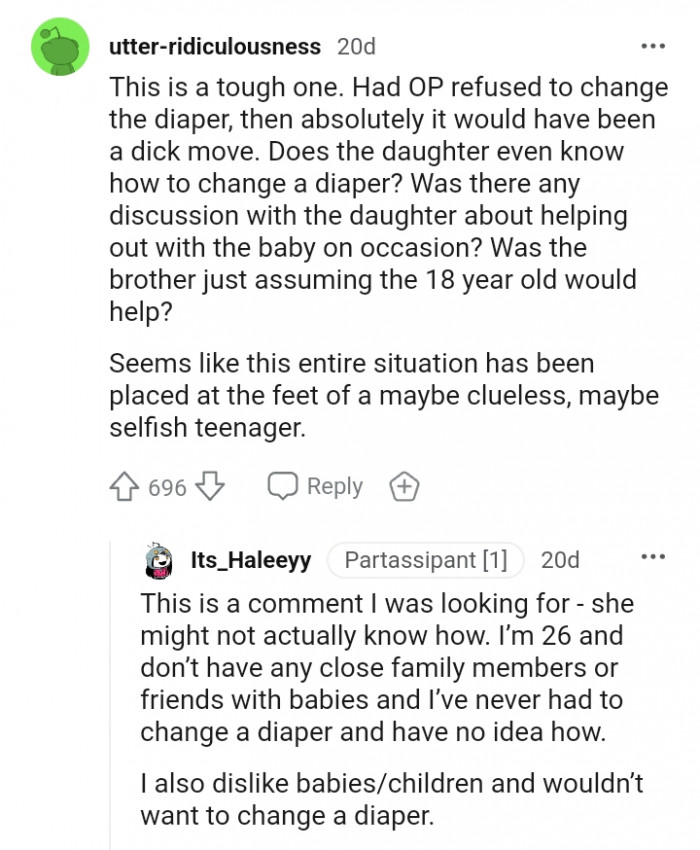 Does the daughter even know how to change a diaper?