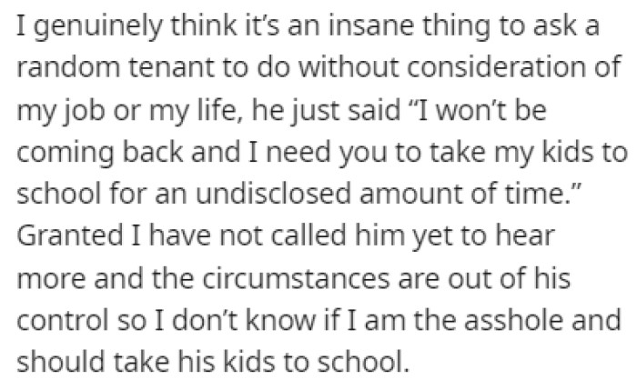 OP hasn't answered him yet as she waits for other Redditors to share their opinions