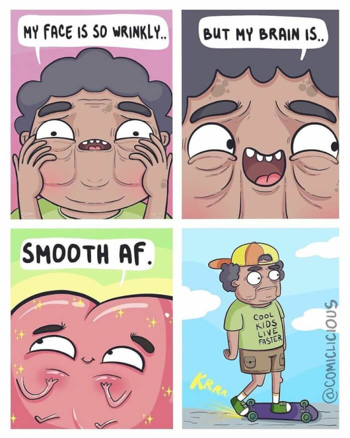 3. Face is wrinkly but the brain is smooth