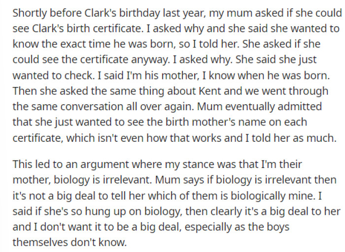 She goes into more detail about the conversation that happened between her and her mother.