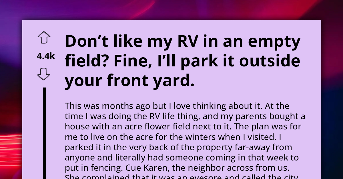 Neighborhood Karen Faces Irony Of Unsightly RV Parked By Her Yard Due To City Rules She Supported