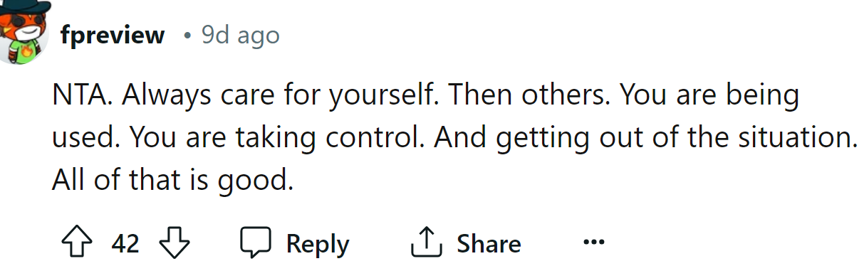 She should always take care of herself