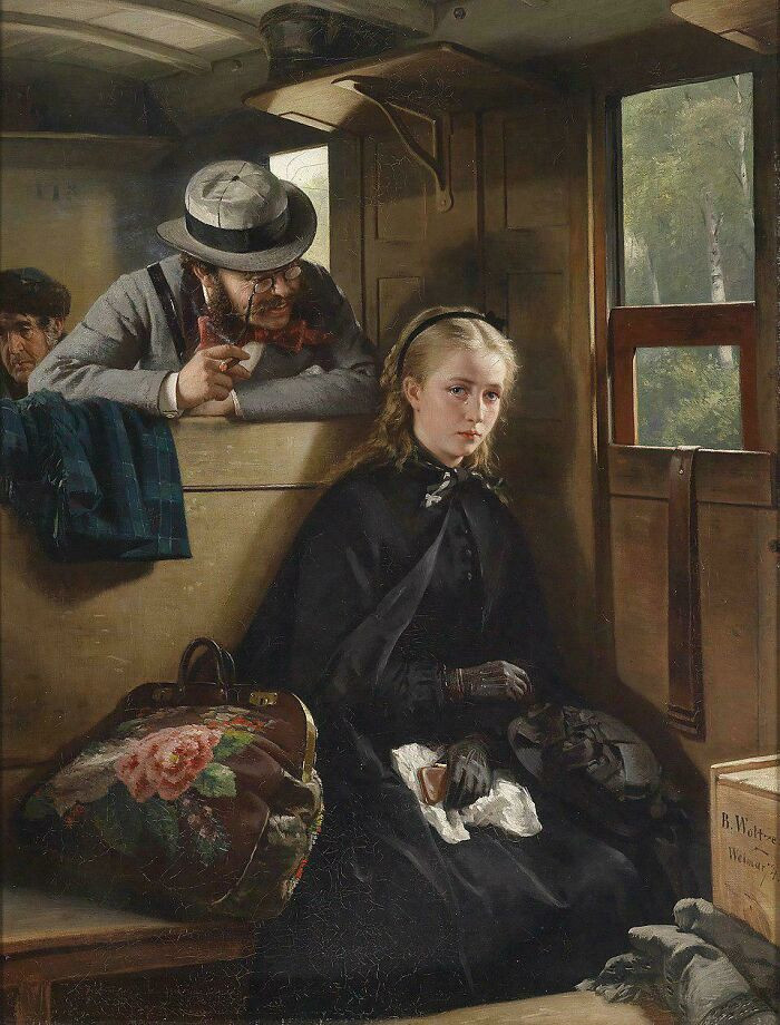 "The Irritating Gentleman" By Berthold Woltze, 1874. The Girl Has A Tear Near Her Eye And Behind The Man Is An Older Man Ignoring The Scene"