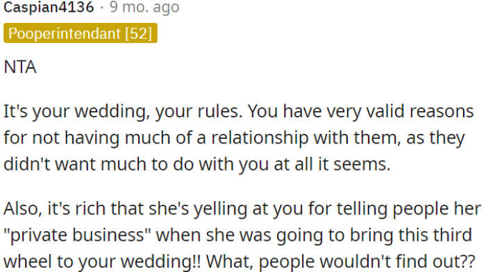 OP's wedding, OP's autonomy.