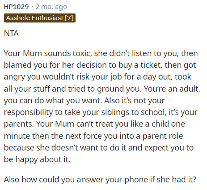 We also have to agree that her mom sounds toxic.