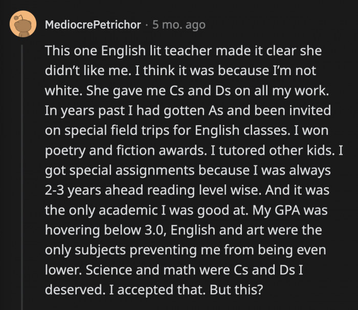 31. Warning: racist teacher ahead