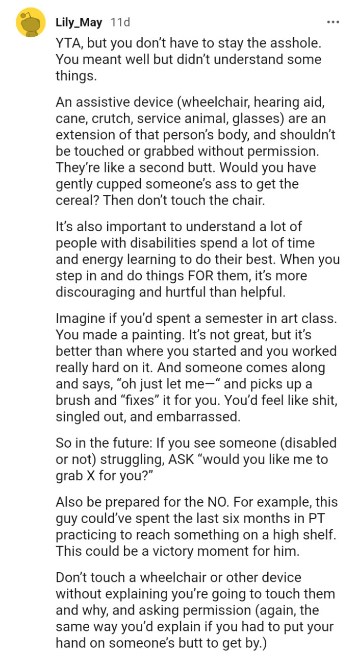 A lot of disabled people spend a lot of time learning to do their best