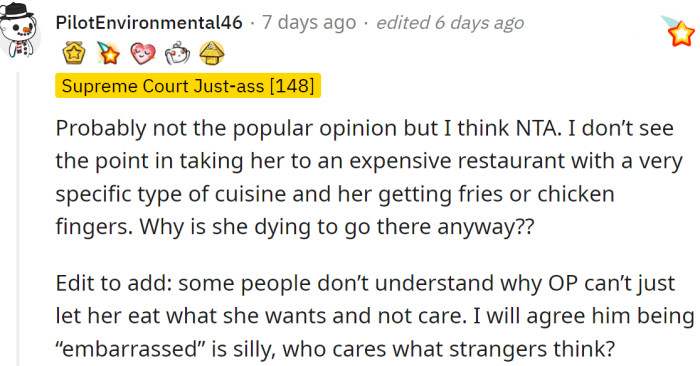 One Redditor agreed with the OP