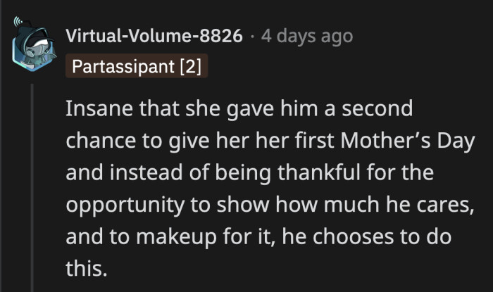 He chose the wrong option each time he was given the opportunity to correct his mistake