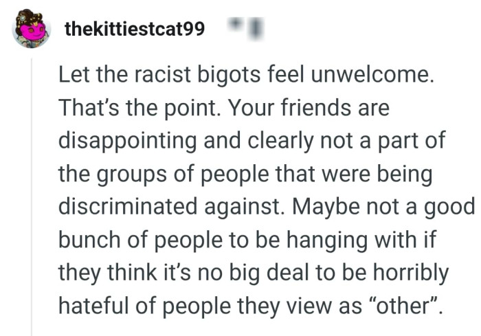 They are clearly not among the people being discriminated about