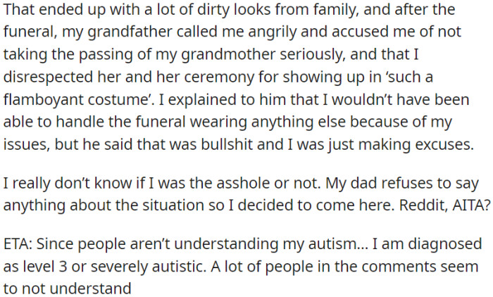 Choosing personal comfort and mental well-being, they attended the funeral dressed as their favorite character.