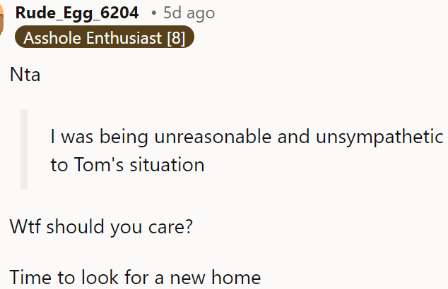 The OP should move out