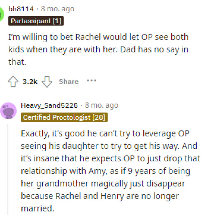 This is good because, obviously, OP's son does not really understand the situation with his ex-wife and just how they're all family.