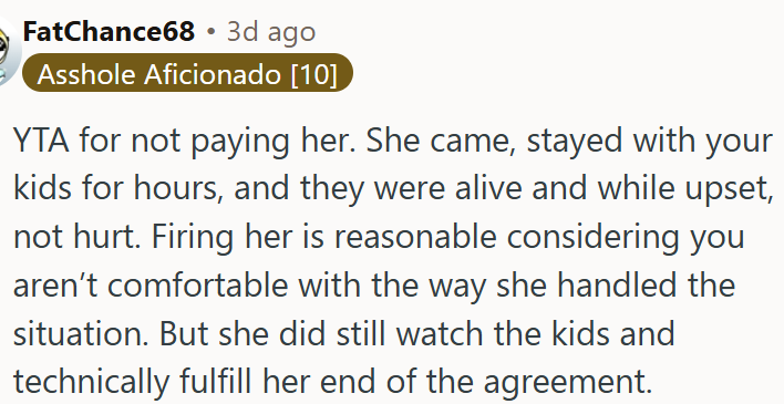 Firing her is reasonable.