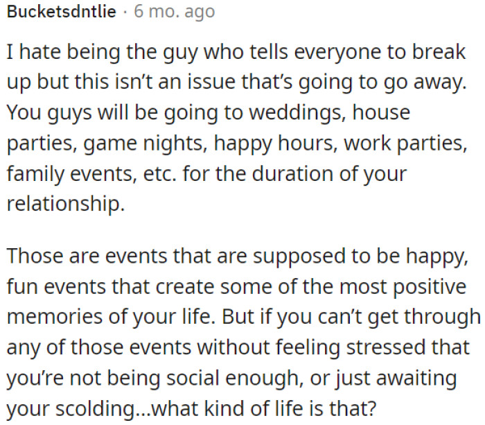 OP should consider the quality of life this relationship offers.