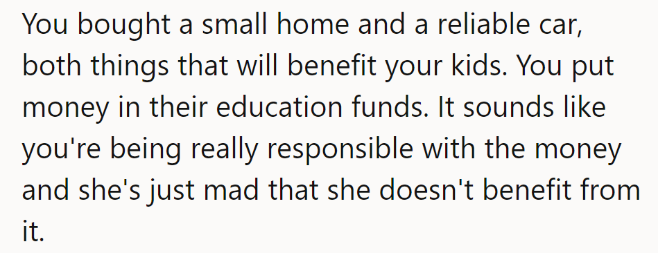 He's investing in the future while she's stuck in reverse. It must sting not being in the driver's seat!