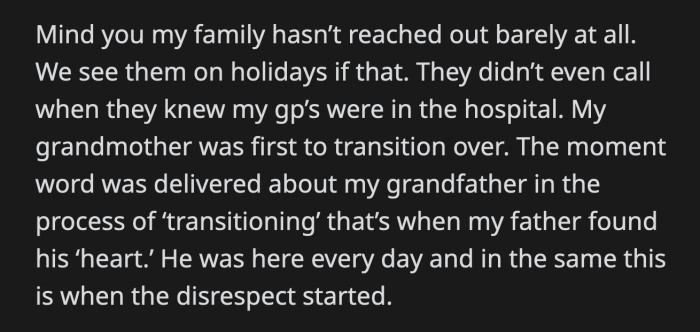 OP left the room to cry during these discussions.