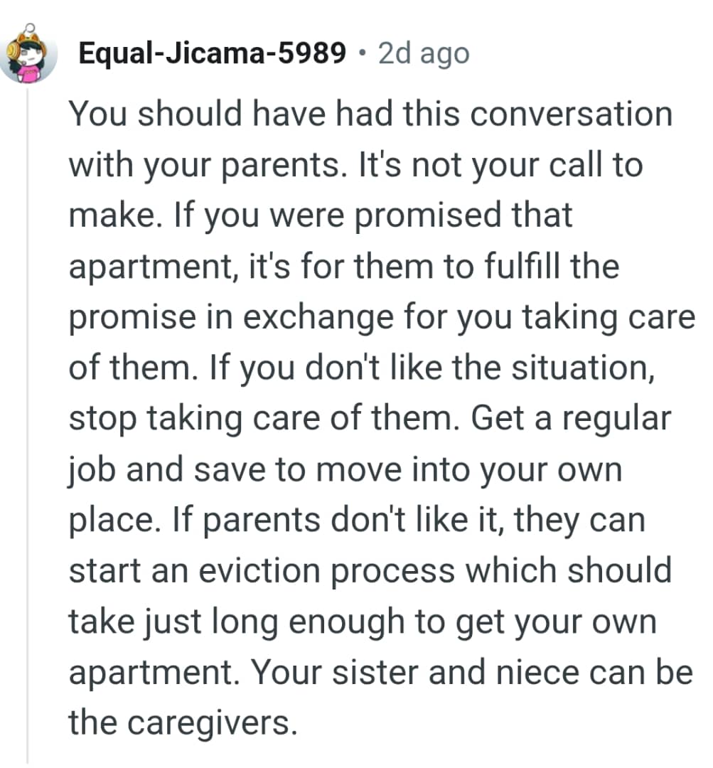 It's for the OP's Parents to Decide Whether to Give Him the House