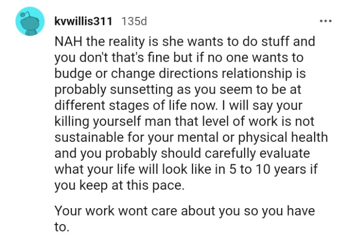 OP's work doesn't care about him