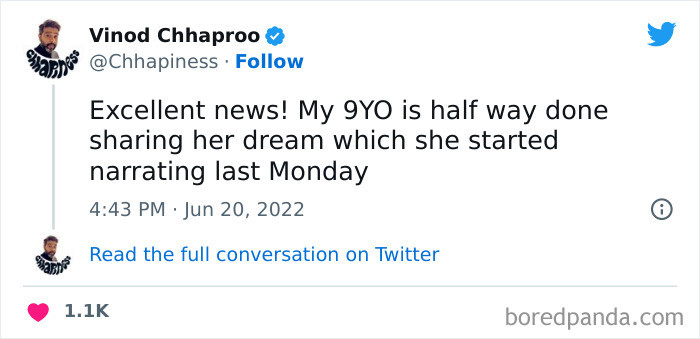 35. Halfway done with her dream narration