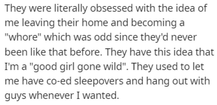 Suddenly, her parents' attitude towards her changed, and they saw her as a 