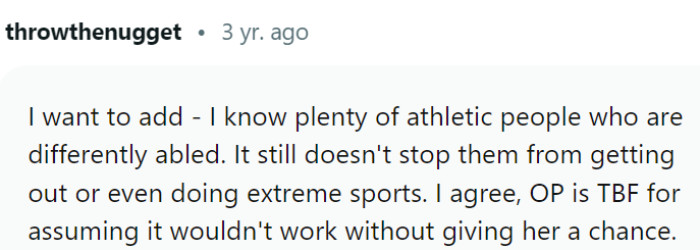 Maybe OP should have given her a chance