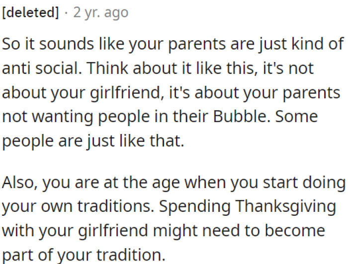 OP can establish new traditions, like spending Thanksgiving with his girlfriend.