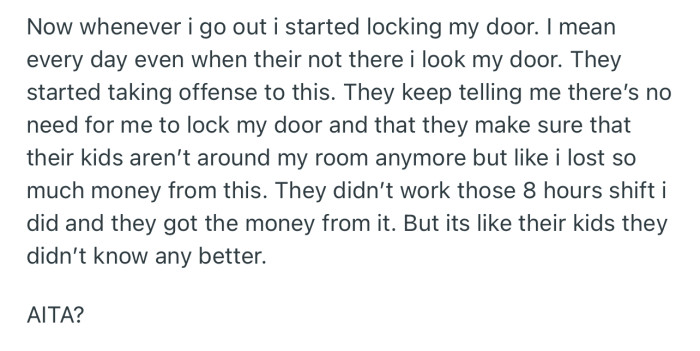 Now OP Has Resorted to Locking Her Door Whenever She’s Not Around