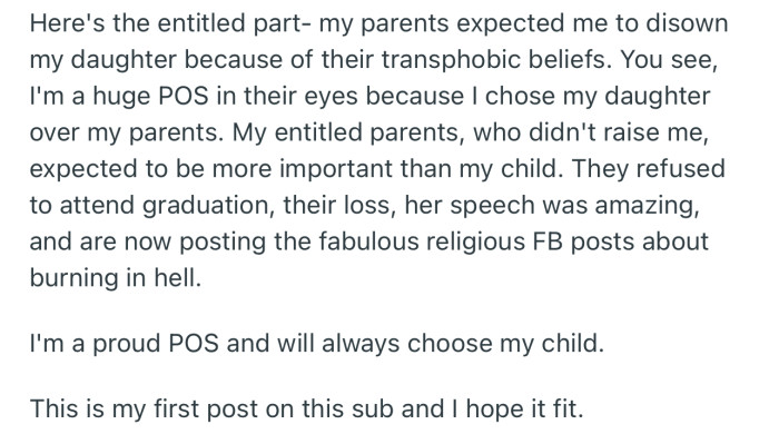 Apparently, OP’s Religious Parents Refused to Attend Their Grandchild’s Graduation