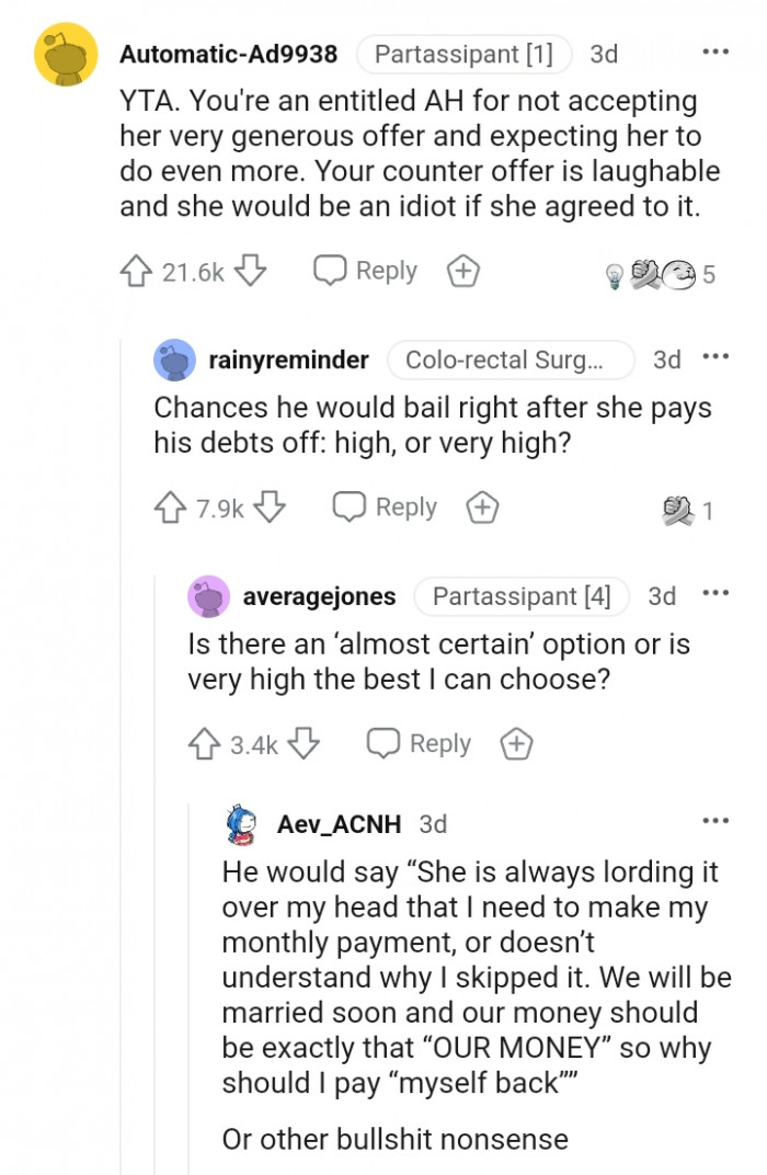 Your counter offer is very laughable